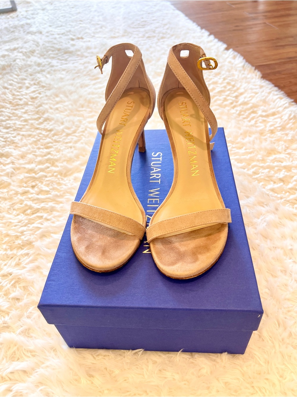 Stuart Weitzman Suede Ankle-Strap Sandals - Picture 2 of 6